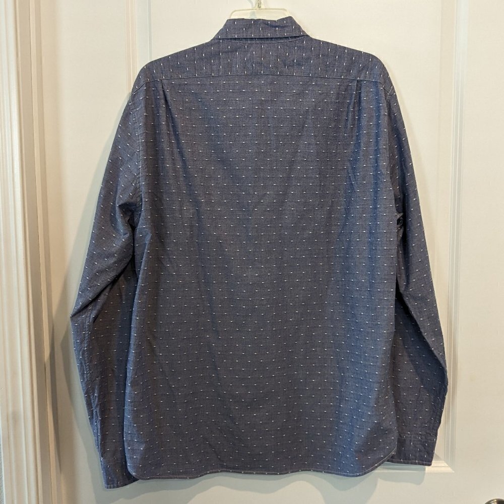 J. Crew Shirt Men's Size XL Blue White Button-up Slim Fit Long Sleeve Dotted - Picture 8 of 14